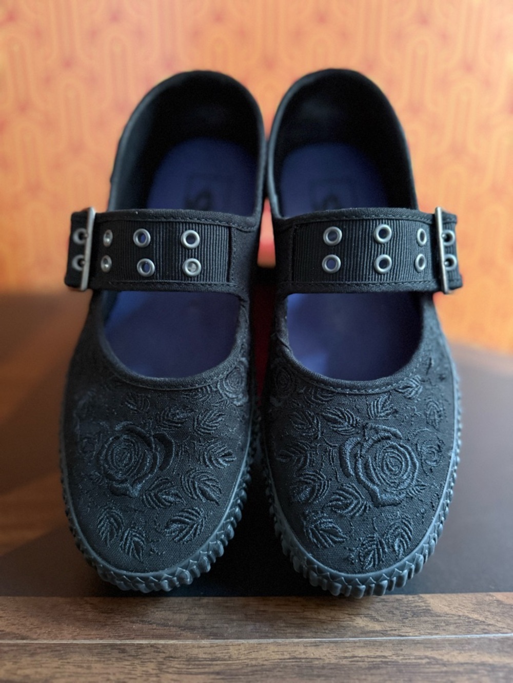 VANS Black Mary Jane Creeper Platform (Halloween) Spooky Flowers Black M 5.5 W 7